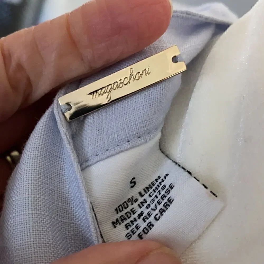 Magaschoni | Blue Linen Pocket Button Tank | S - Picture 5 of 5